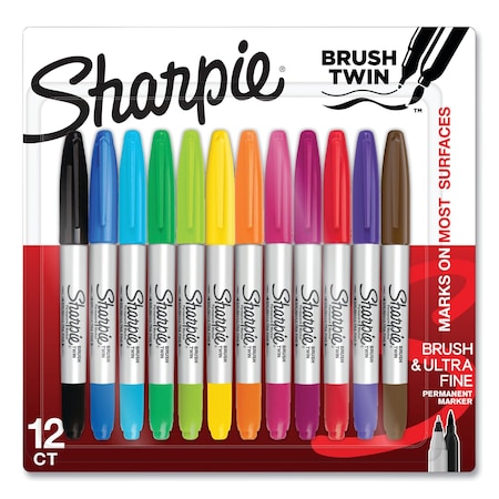 Sharpie Brush Tip Permanent Marker Twin Tip Brush Ultra Fine Tip